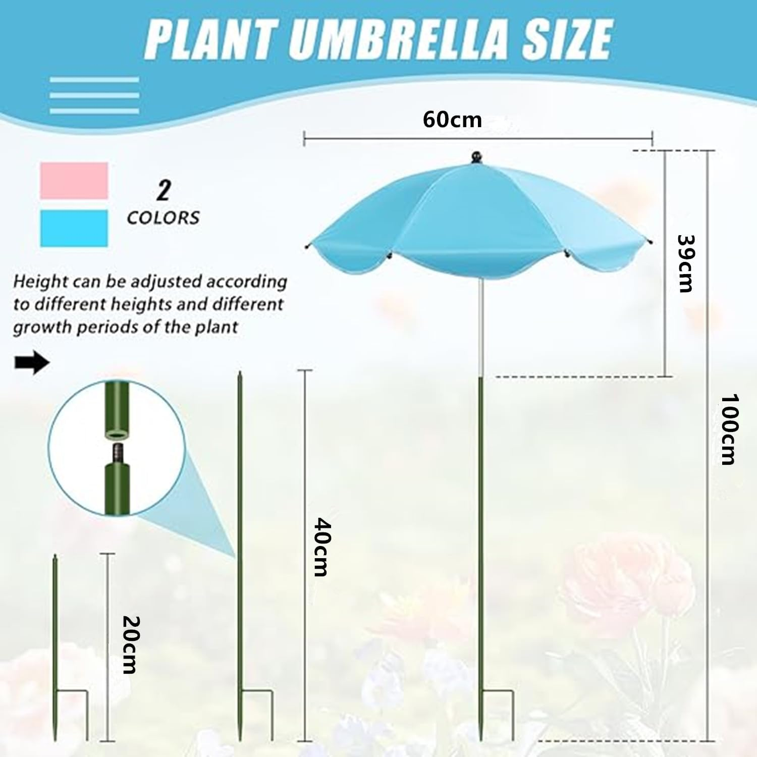 Upgraded Umbrellas for Outdoor Plants, 26" Larger Garden Plant Umbrella Shade with Adjustable Angle, 43.4" Higher Sun Shade for Plants, Potted Plant, Garden Beds image number 4
