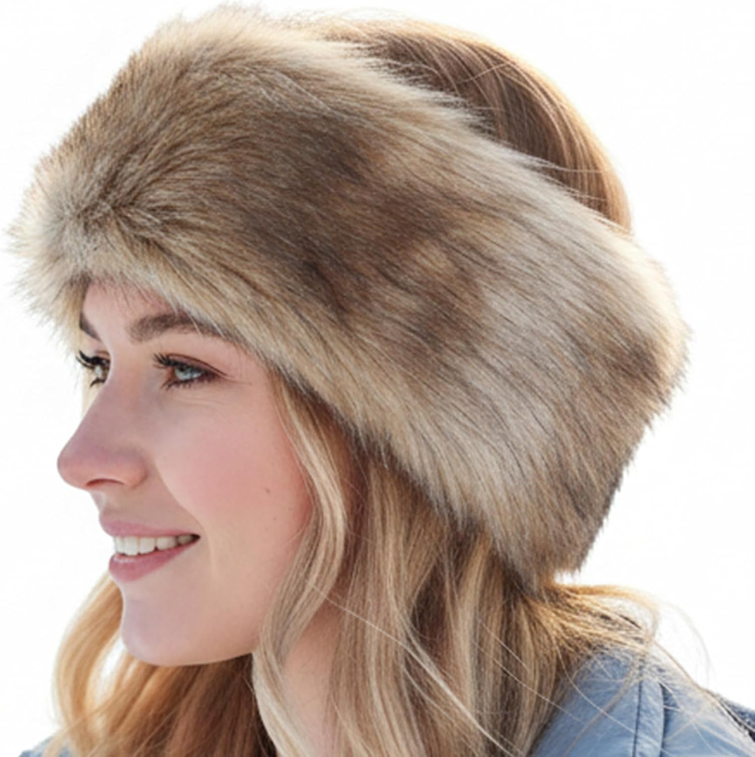 Trifolium Winter Faux Fur Headband for Women Fancy Ear Warmer with Stretch Fluffy Elastic Headband (One Size Maroon Rabbit Hdb6387-Rab-Wrd)