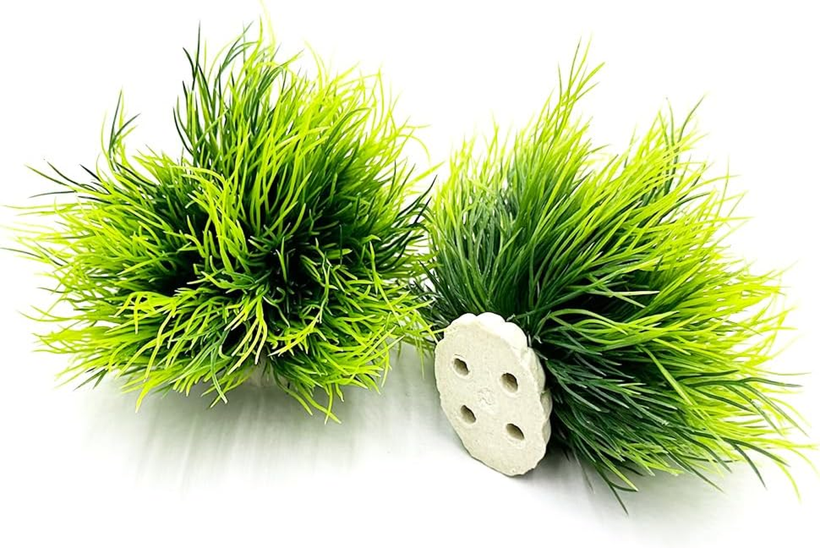 Smoothedo-Pets Aquarium Plants Fish Tank Decorations 2Pcs Small Size/3.5Inch Ornament Plastic Artificial Plant Goldfish Waterscape Fish Hides Mini Grass Set (2Pcs/Green) image number 6