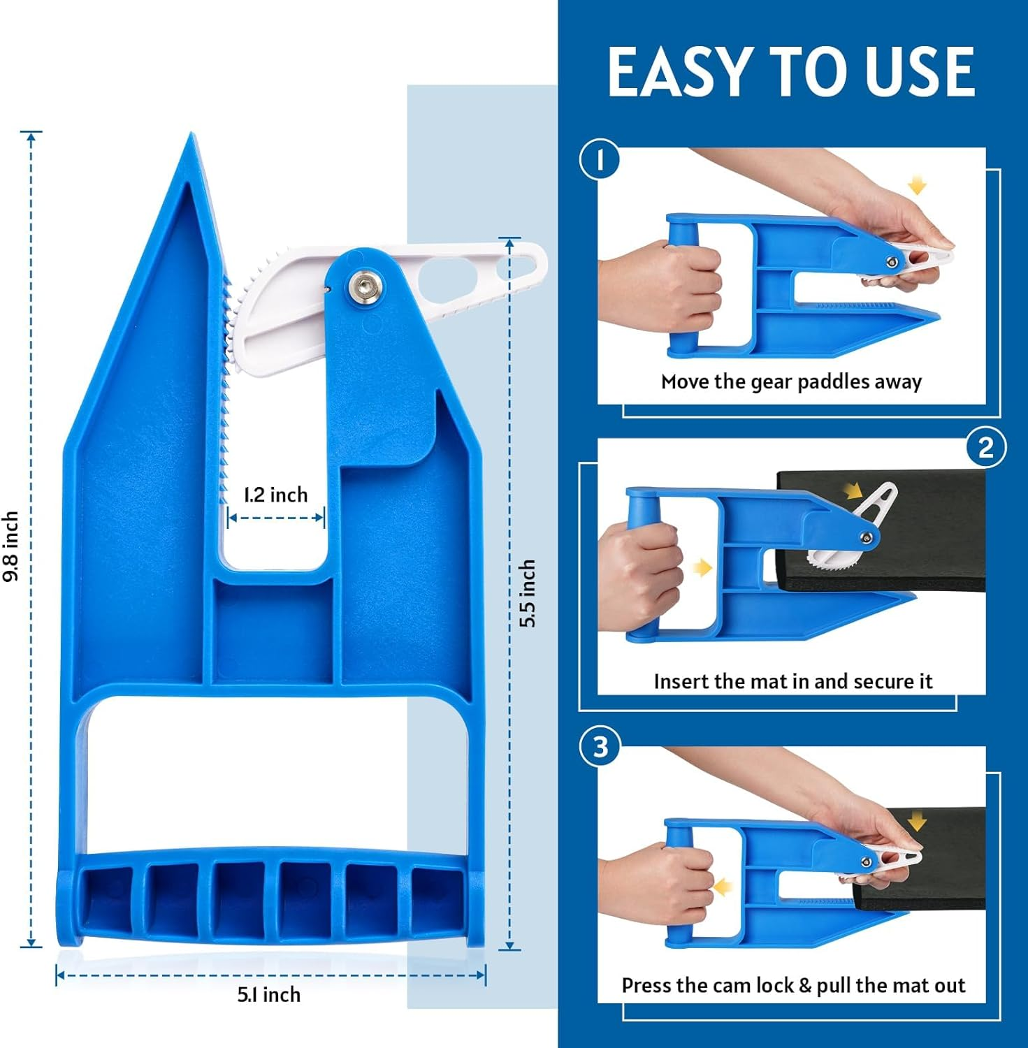 Mat Movers Tool, 2 Pcs Mat Grippers for Horse Stall Mat for Livestock, Thick Rubber Mat for Floor, Gym Floor Mat, Trailer Mat, Heavy Duty Stall Mat Handlers, Effortless Mat Puller for Tack Room, Barn image number 3