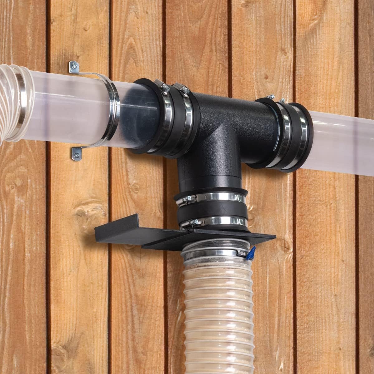 POWERTEC 70149 4 Inch Dust Control Flex Cuff with Steel Hose Clamps, Hose Connector Rubber Cuff Coupler for Woodworking Dust Collection Fittings, Dust Collector Accessories & Machinery, 1 Pack image number 5