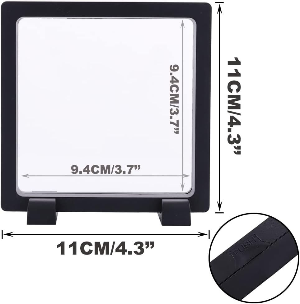 YITOU 4 Set 4.3 Inch 3D Floating Display Frame Case for Jewelry, Challenge Coin Display Stands Case Holder for Fossil, Rock, Gemstones, Megladon Tooth, Specimens, Floating Frame Case