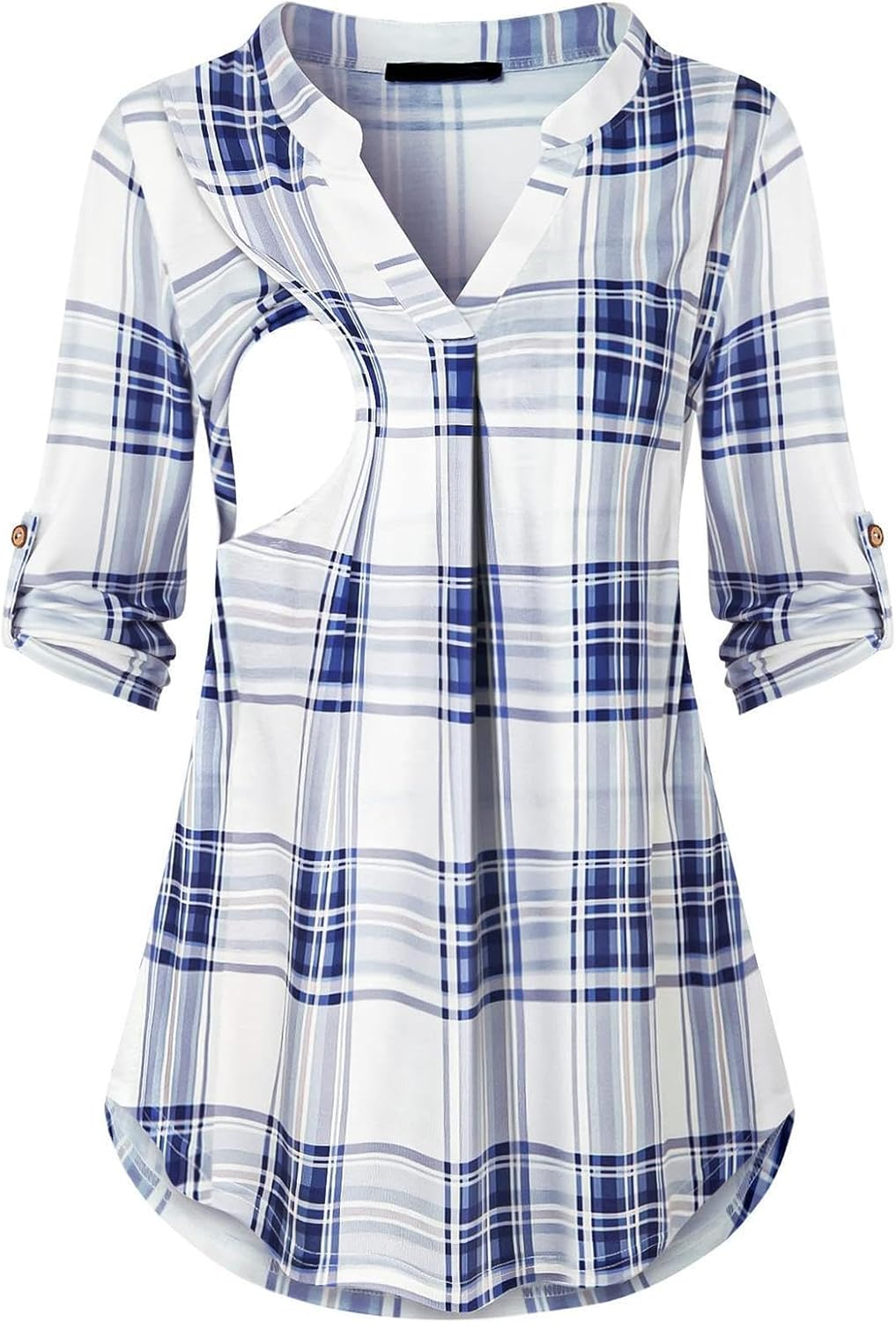 Nursing Tops for Breastfeeding Maternity 3/4 Rolled Sleeve Breastfeeding Shirts for Women