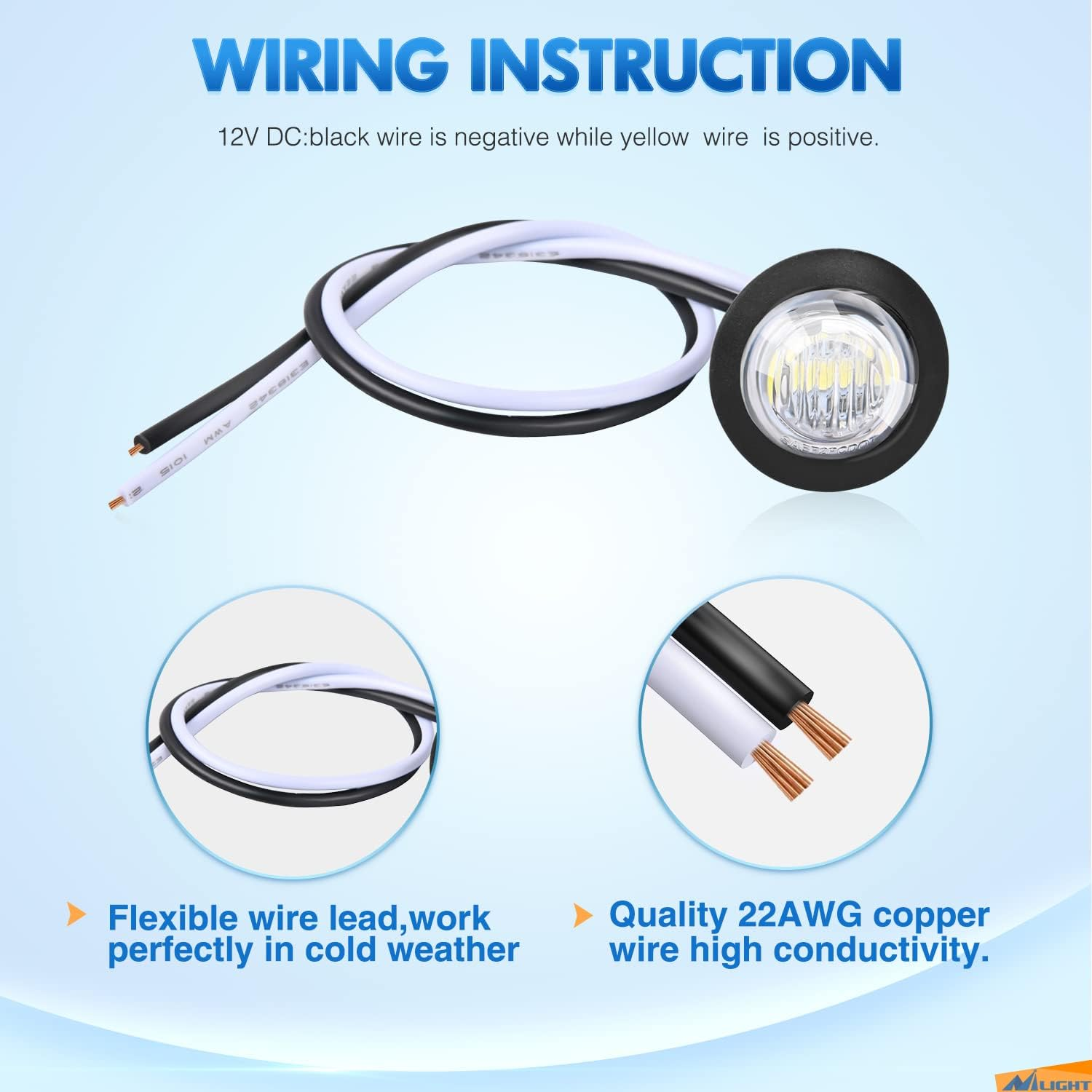 Nilight 10 PCS 3/4 Inch round LED Clearance Light LED Front Rear Side Marker Indicator Light Bullet Marker Light for Truck RV Car Bus Trailer Van Caravan Boat - 10Pcs Blue image number 5