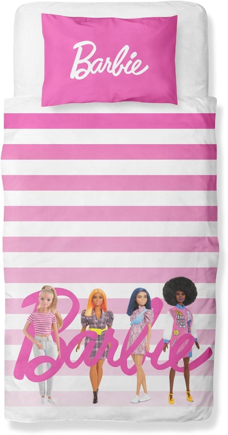 Barbie Character World Official Single Childs Duvet Cover Set |Sweet Design Reversible 2 Sided Bedding Including Matching Pillow Case Brands Single Bed Set | Polycotton image number 1