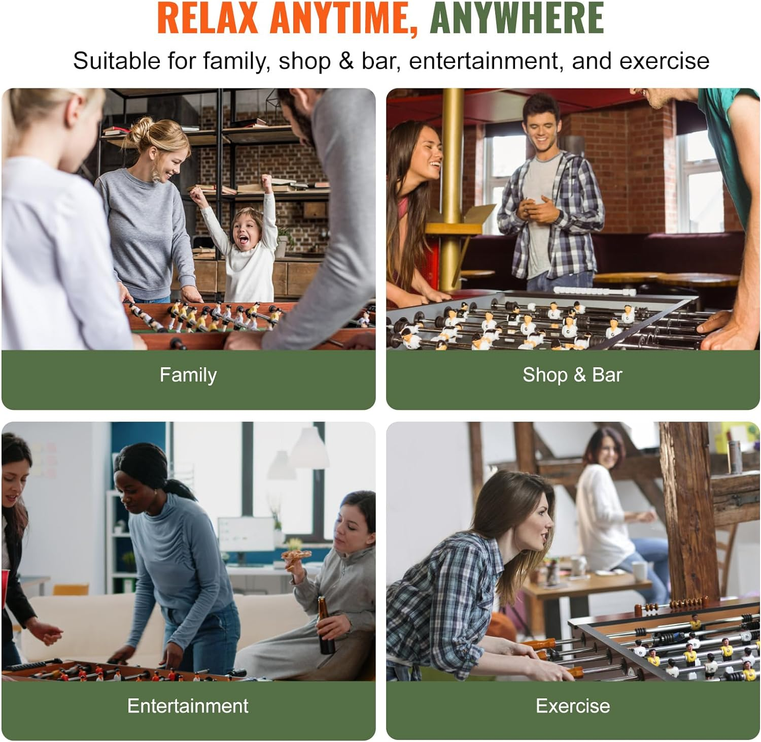 VEVOR Foosball Table, 48 Inch Standard Size for Home, Family, and Game Room, Indoor Soccer Table Set with 2 Balls and 2 Cup Holders image number 5