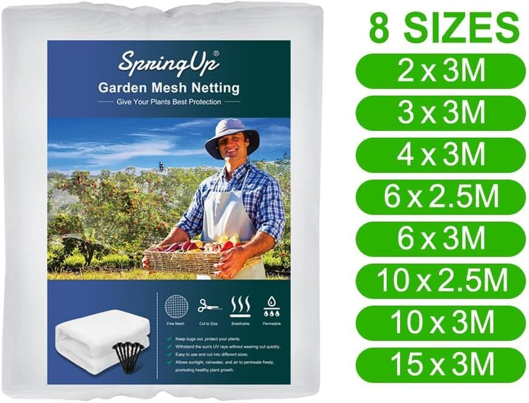 Springup Garden Netting Plant Mesh, Pest Barrier, Floating Row Covers Ultra Fine Mesh Protection Netting Bird Barrier for Vegetables, Strawberry, Flowers, Fruits, DIY Crafts, 10 Sizes (10X2.5M) image number 6