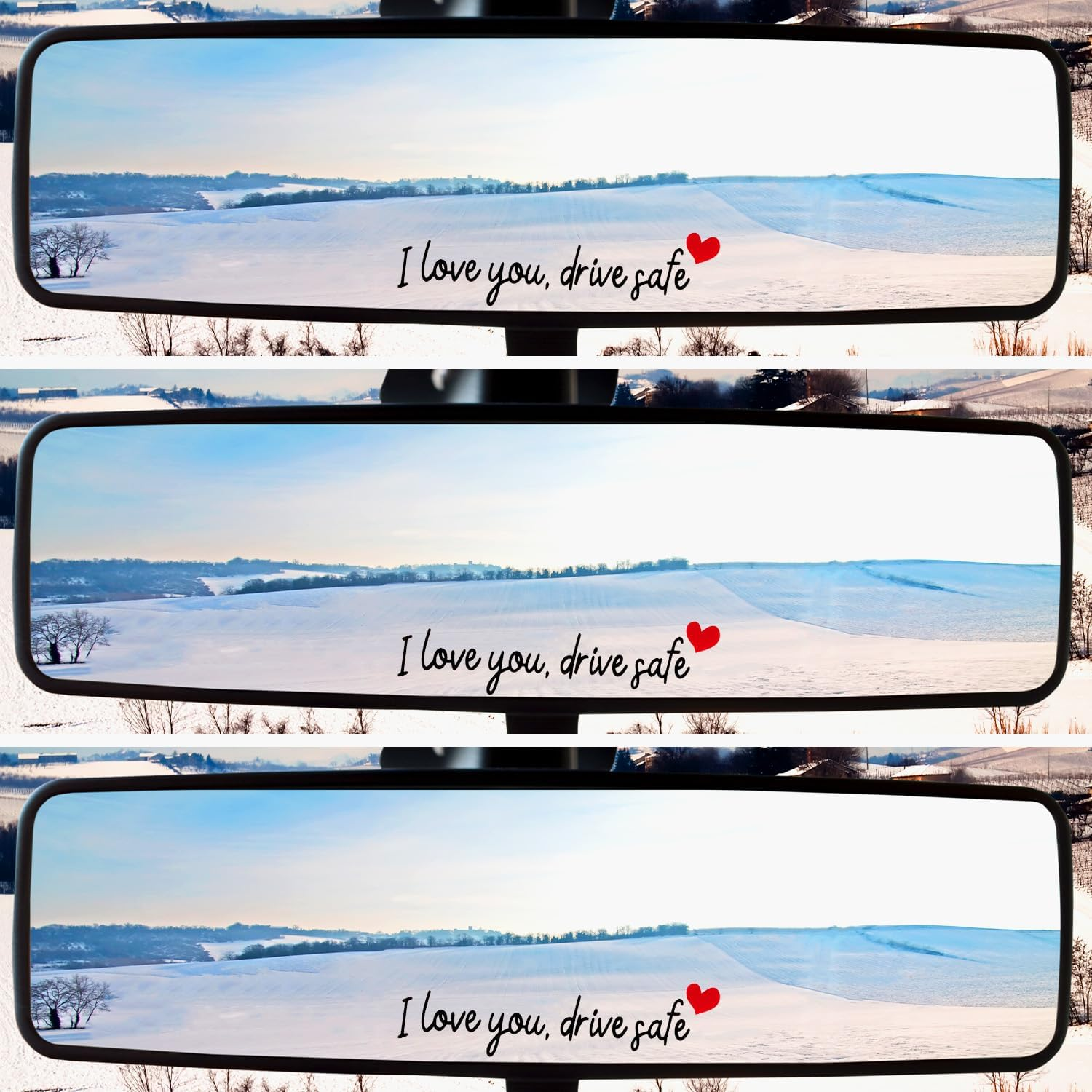 3Pcs I Love You Drive Safe Mirror Stickers, Cute Car Drive Safe Rear View Mirror Decals with Hearts Car Driving Stickers Automotive Accessories for Women Driver (Black) - Black image number 6