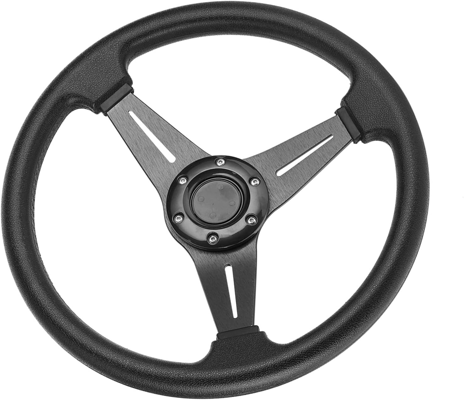 Racing Car Steering Wheel, 350Mm/14 Inch, Universal Drift Modification, Black - Black image number 6