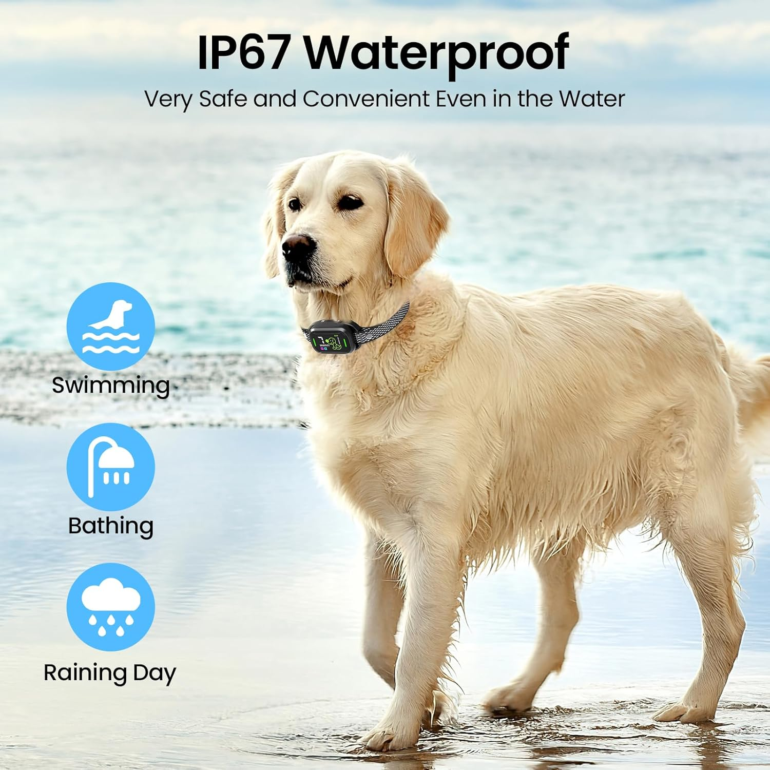 Dog Bark Collar, Rechargeable anti Bark Collar with Adjustable Sensitivity and Intensity Beep Vibration Bark image number 3