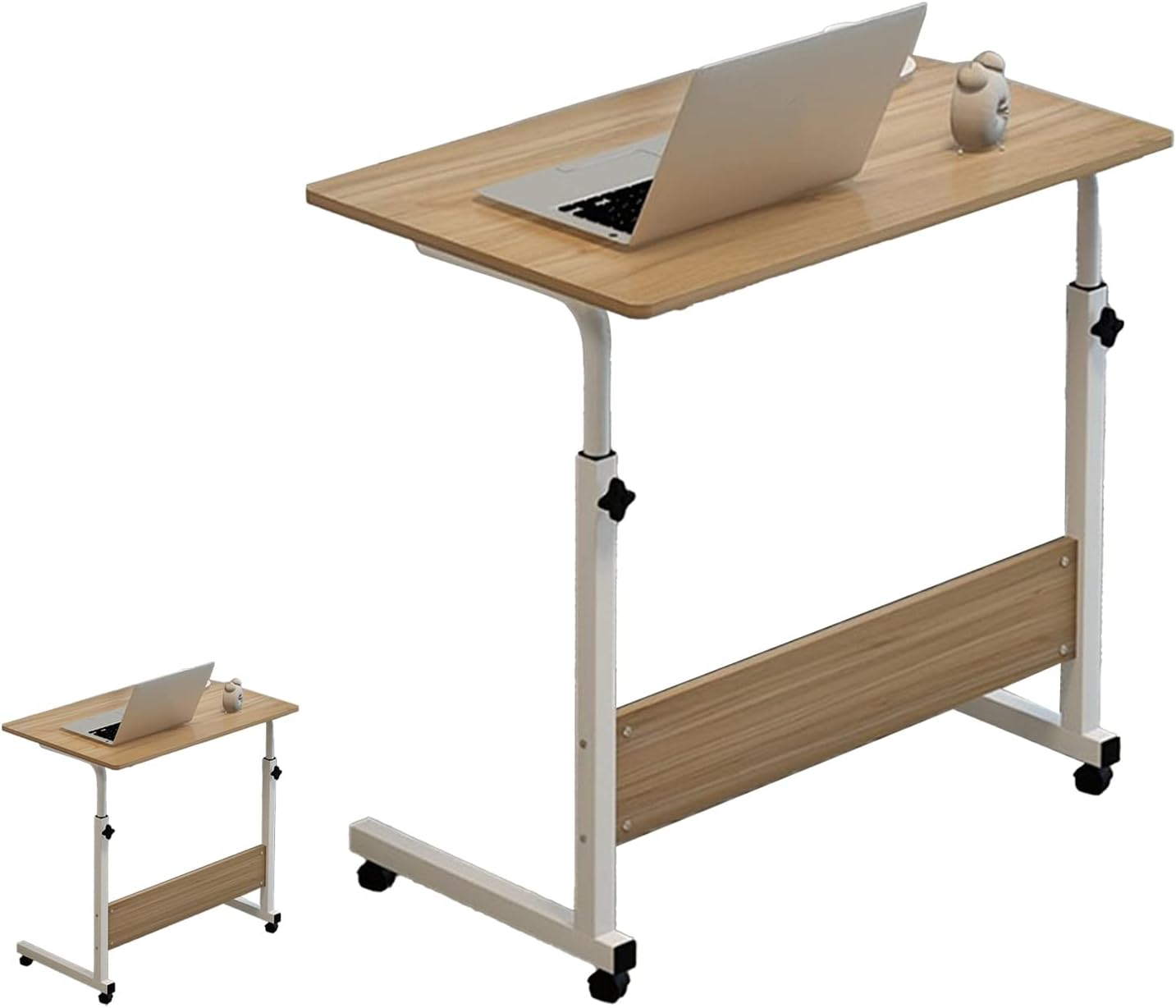 Bedside Laptop Desk, Liftable Bedside Table 60 X 40Cm Space Saving C Shape for Dining Room (Wood Color) image number 1