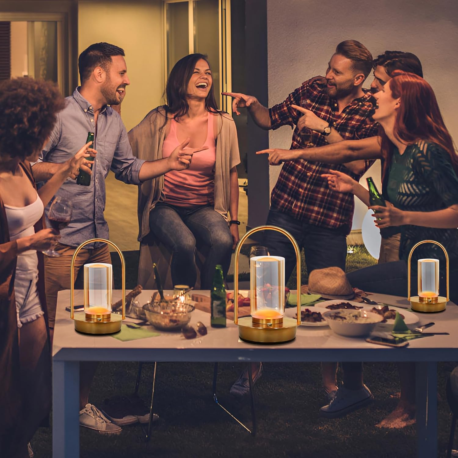 Cordless Table Lamp with Touch Control, Rechargeable LED Bedside Lamp, 3-Colour Infinitely Dimming Battery Powered Small Crystal Lantern for Bedroom/Office/Patio Light (Gold) image number 4