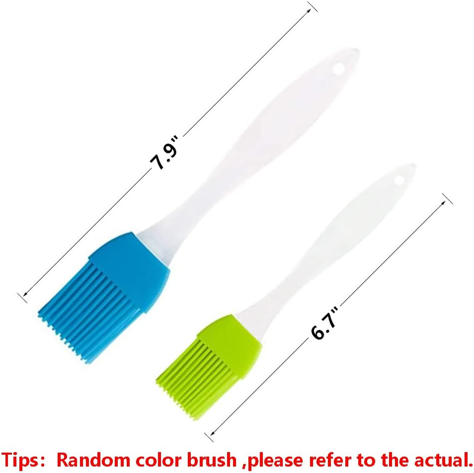 Yiouou Silicone Pastry Basting Brush Set, 7" & 8" Heat Resistant Oil Brush for Cooking, Baking, Barbecue, Grilling, Meat, 2 Pcs image number 3