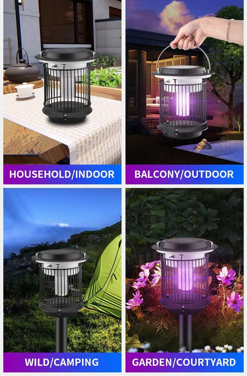 Outdoor Waterproof Solar Mosquito Zapper Outdoor Solar Powered Mosquito Killer Lamp Mosquito Repellent Lamp for Patio Yard Garden Insect (Purple Light, White Light) image number 4