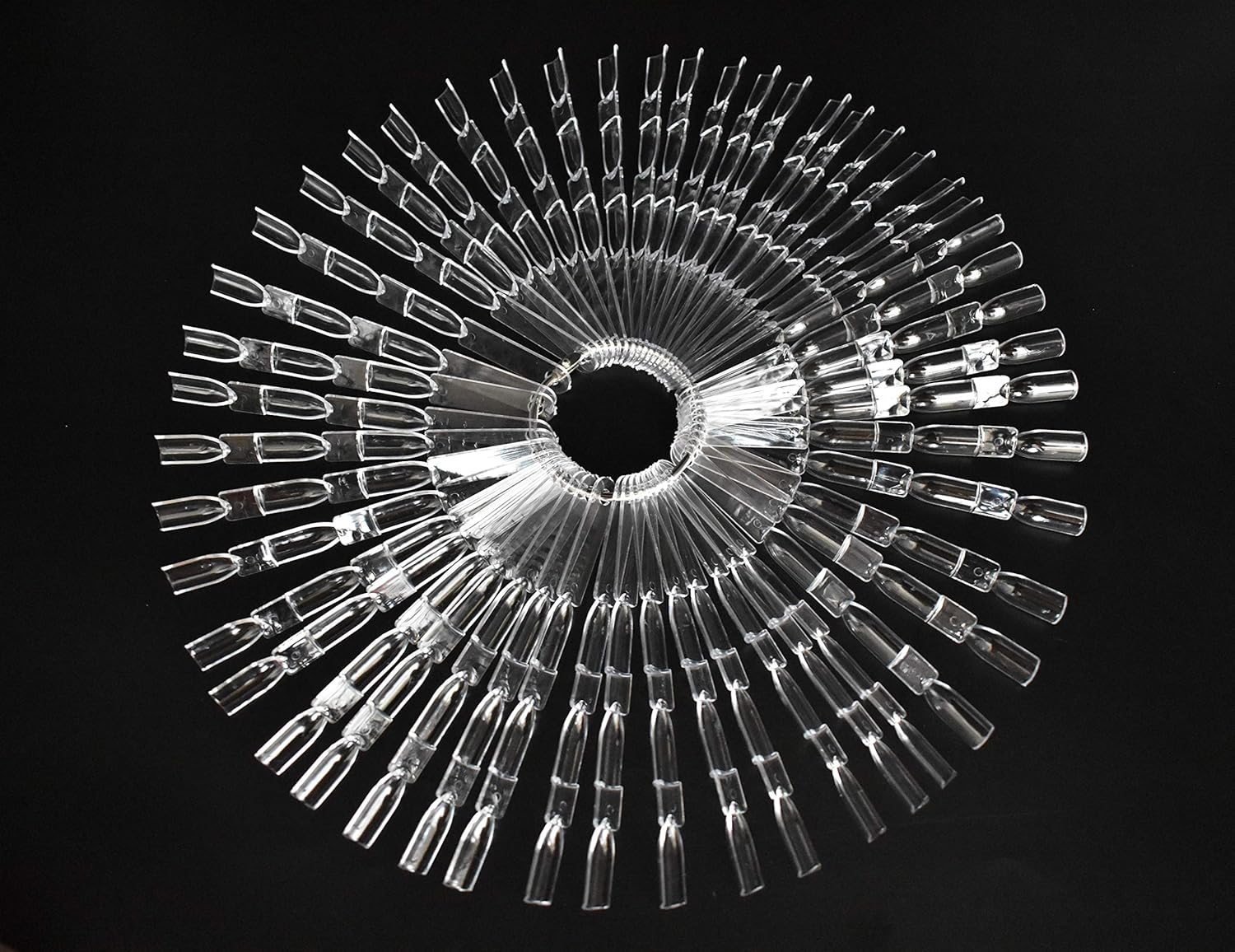 2 Sets 300 Tips Nail Polish Color Display Nail Color Display Sticks Plastic Nail Tips with Metal Split Ring Holder(Clear) image number 1