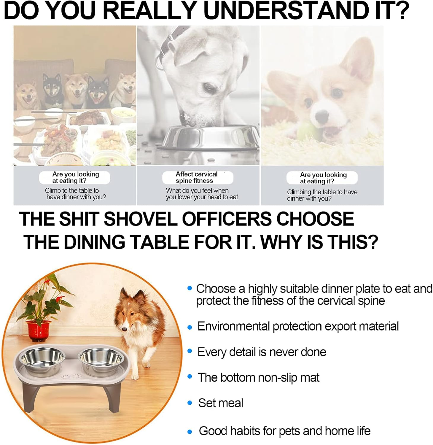 Large Elevated Feeder, Raised Stainless Steel Bowl Dog Feeder Pet Dinner Table Dog Bowls with Stand Elevated Dog Bowls Raised Pet Bowl for Home for Pet Cat Dog image number 2