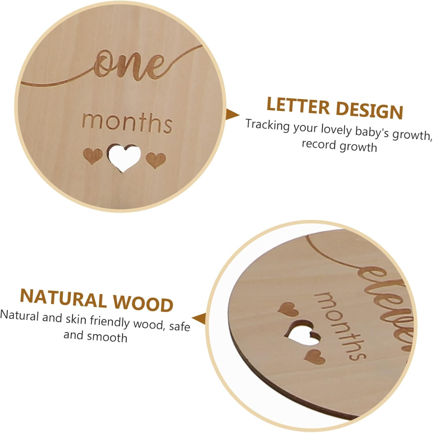 1Set Cards Wooden Monthly Growth Announcements for Photo Props to Track Newborn Development and Capture Cherished Memories image number 6