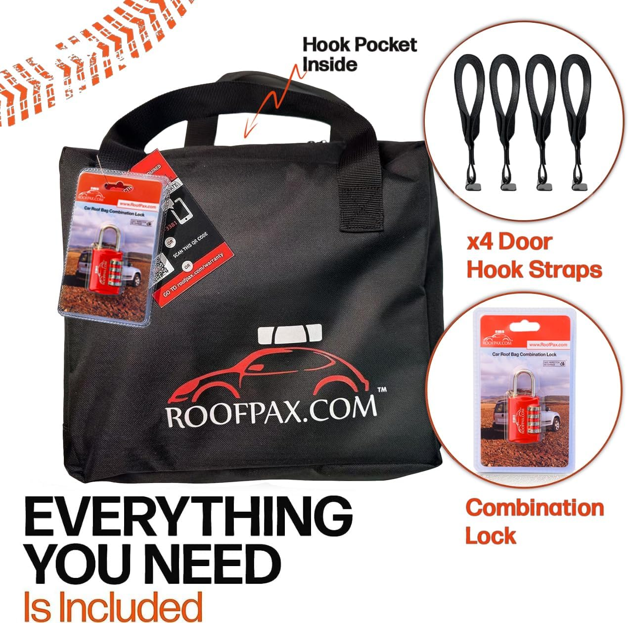 Roofpax Expandable 15/19 Cft. Car Rooftop Cargo Carrier Bag Waterproof Storage Including Double Zippers Integrated Mat 10 Heavy-Duty Tie-Down Straps Fit Cars With/Without Roof Top Rack or Side Rails image number 3