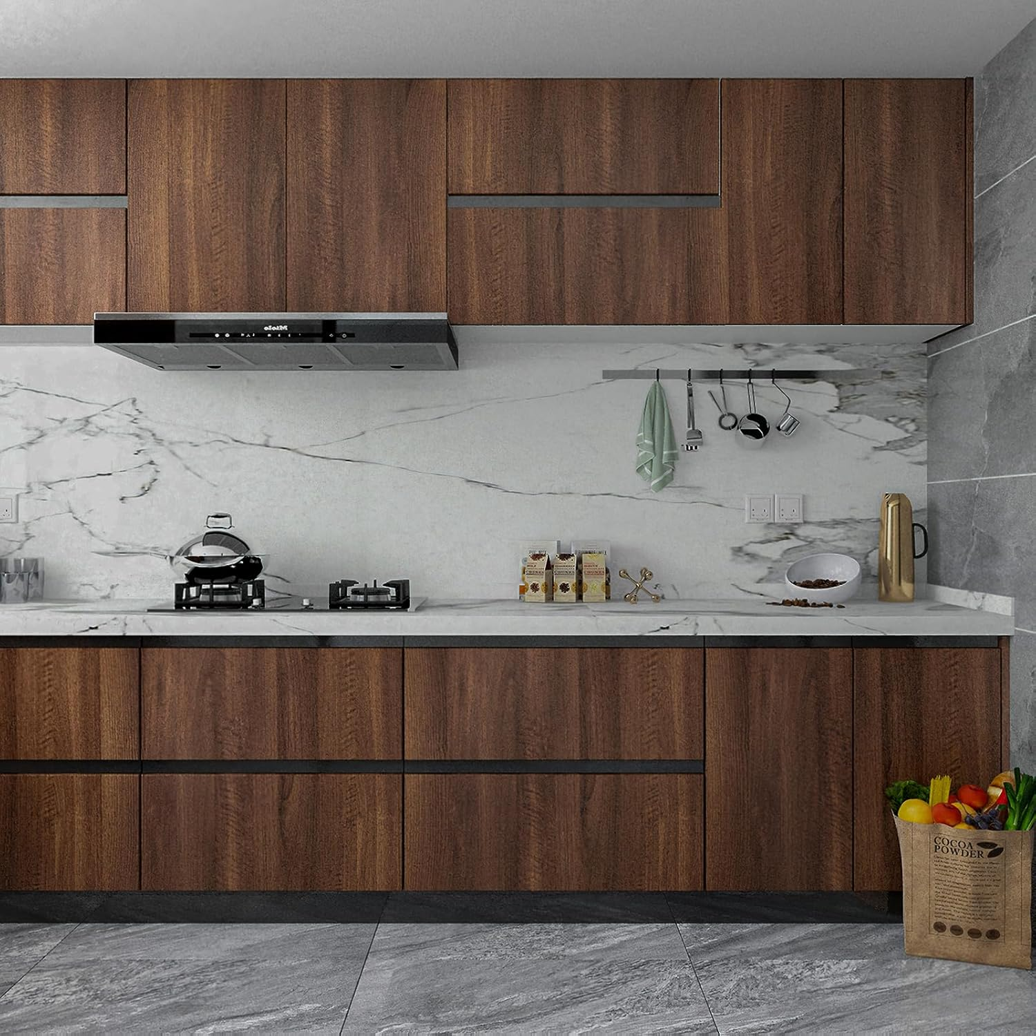 40Cmx3M Brown Wood Grain Contact Paper Peel and Stick No Bubble Thick Wall Sticker Faux Wooden Matte Textured Wallpaper Self Adhesive Removable Waterproof Cabinet Vinyl Wrap Furniture Countertop Decor image number 5