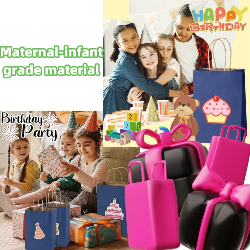 HIDOSNG 60 Pcs Paper Bags with Handles,15 * 8 * 21Cm Kraft Paper Bag for Wedding Party Favor,Shopping Lunch, Halloween Trick-Or-Treat(Dark Blue) image number 5