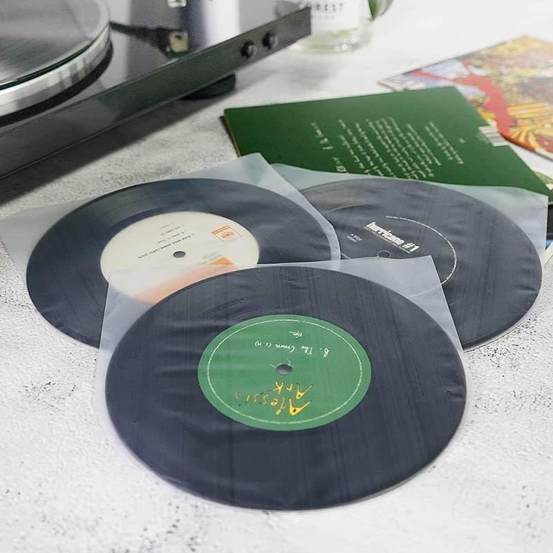 50 Pack 12 Inch Vinyl Record Inner Sleeves &ndash; Anti-Static round Bottom Plastic Sleeves for EP/LP Records, Semi-Transparent Protective Inner Sleeve Covers, Secure Storage Solution image number 3