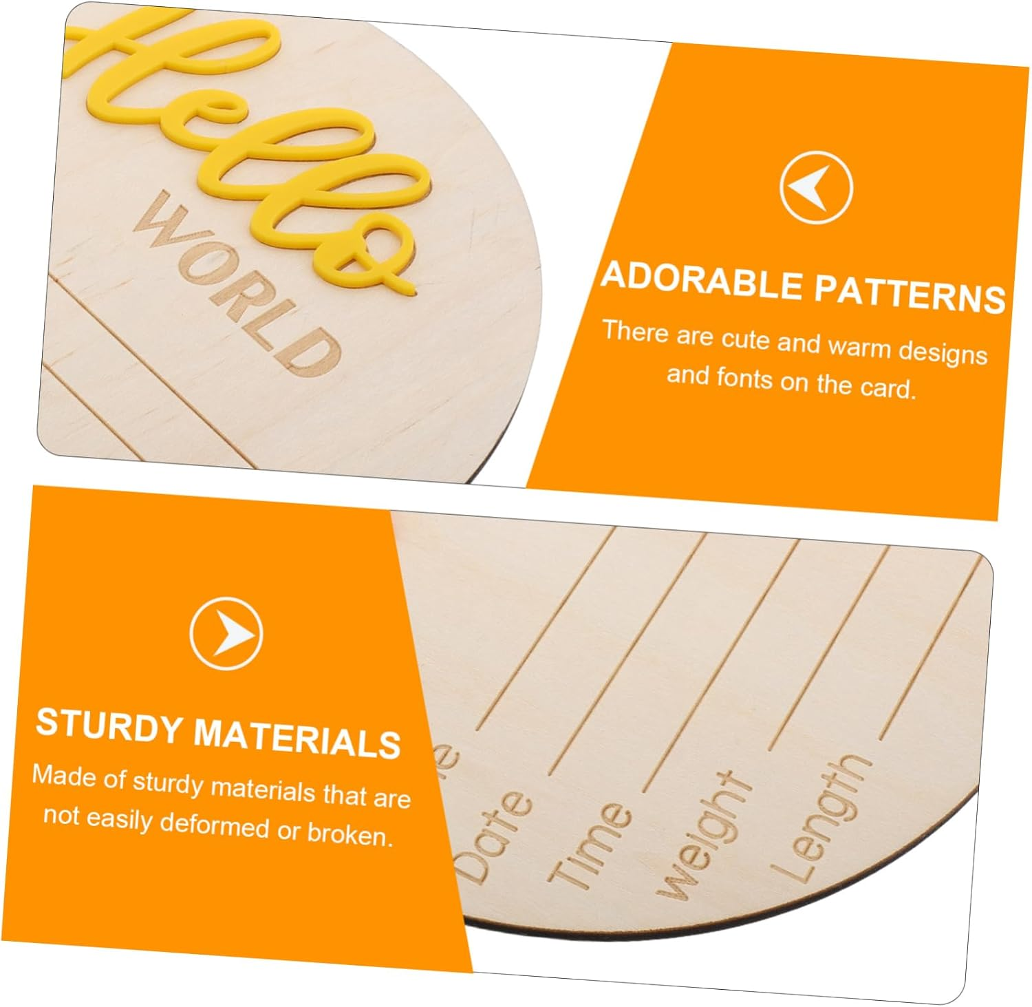 4Pcs Wooden Birth Announcement Sign Newborn Shower Welcome Sign Card Prop for Nursery Boy Girl image number 5