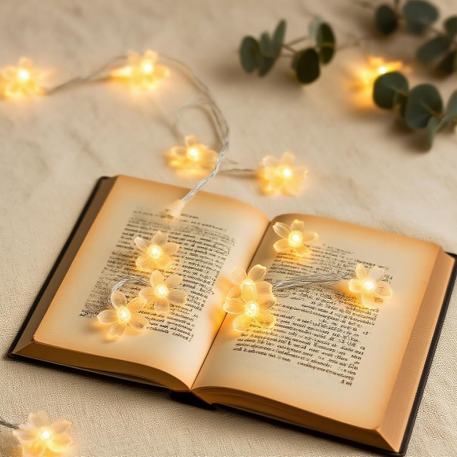 6M 40LED Fairy Lights, Cherry Blossom Fairy Lights Indoor, Battery Operated String Lights Waterproof for Camping, Garden Fence, Birthday, Easter, Christmas, Wedding Party, Bedroom (Warm White)