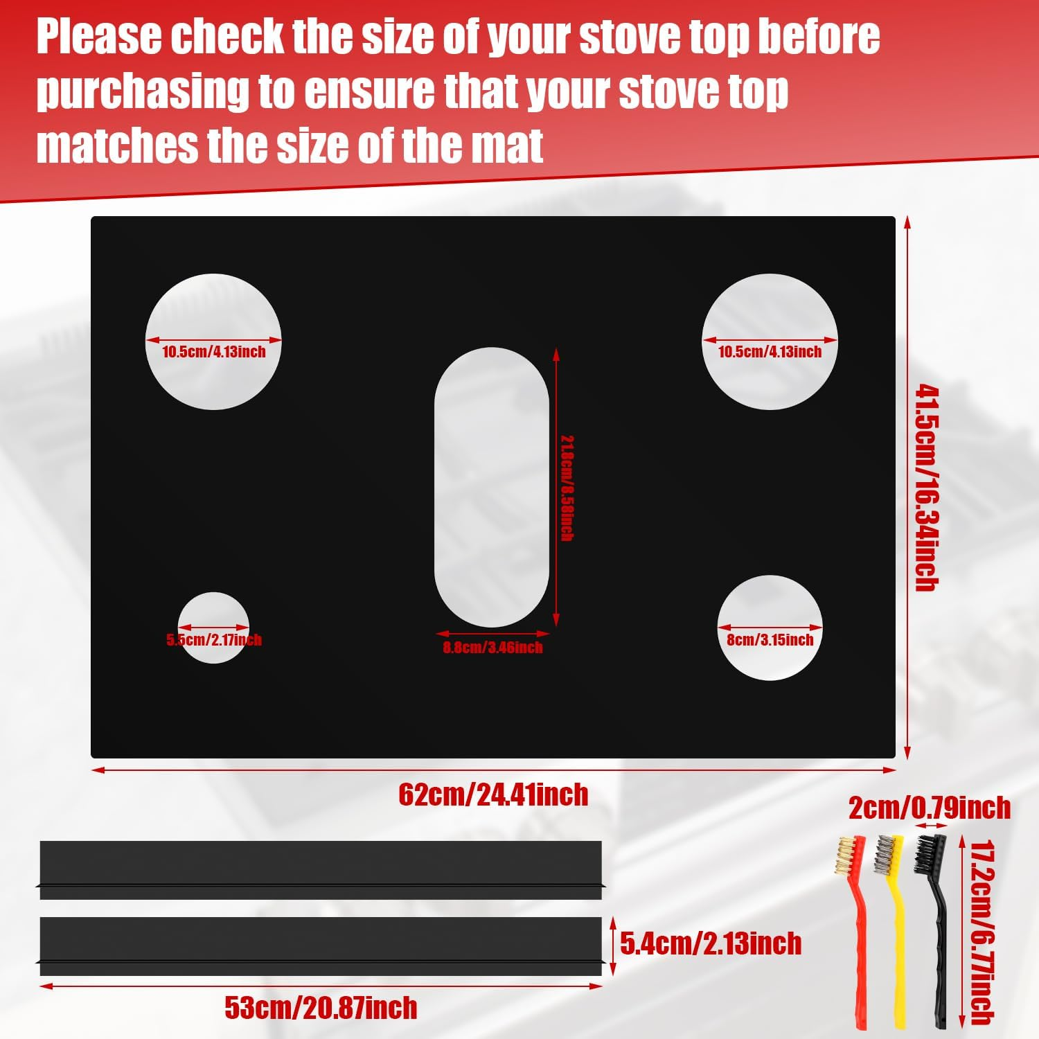 Stove Cover, with 2Pcs Stove Gap Covers & 3Pcs Cleaning Brushes Reusable Gas Top Liner Stove Protector Mat for Samsung Gas Stove, Non-Stick Stove Liners for Gas Burners, Easy to Clean image number 5