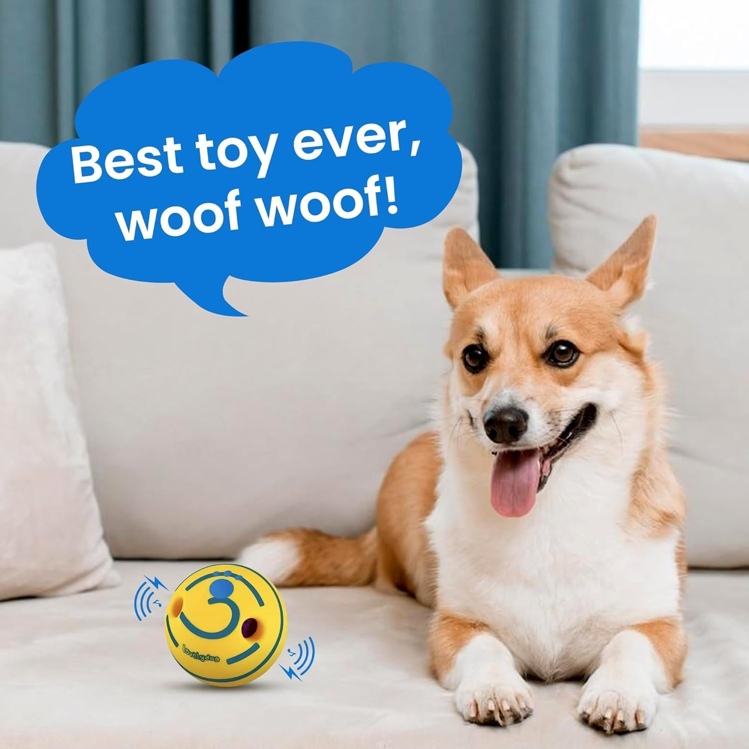 Tails and Treasure Durable Wobble Sound Dog Rolling Ball Interactive Waggle Giggle Ball Dog Toy - 11Cm image number 2
