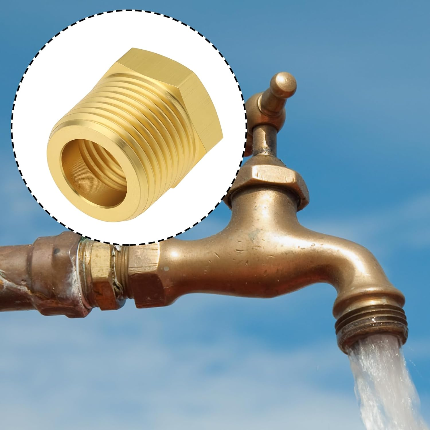 2Pcs 3/8" BSPT Male to 1/4" NPT Female Brass Pipe Fitting Reducer Adapter for Pipes Tubes image number 1