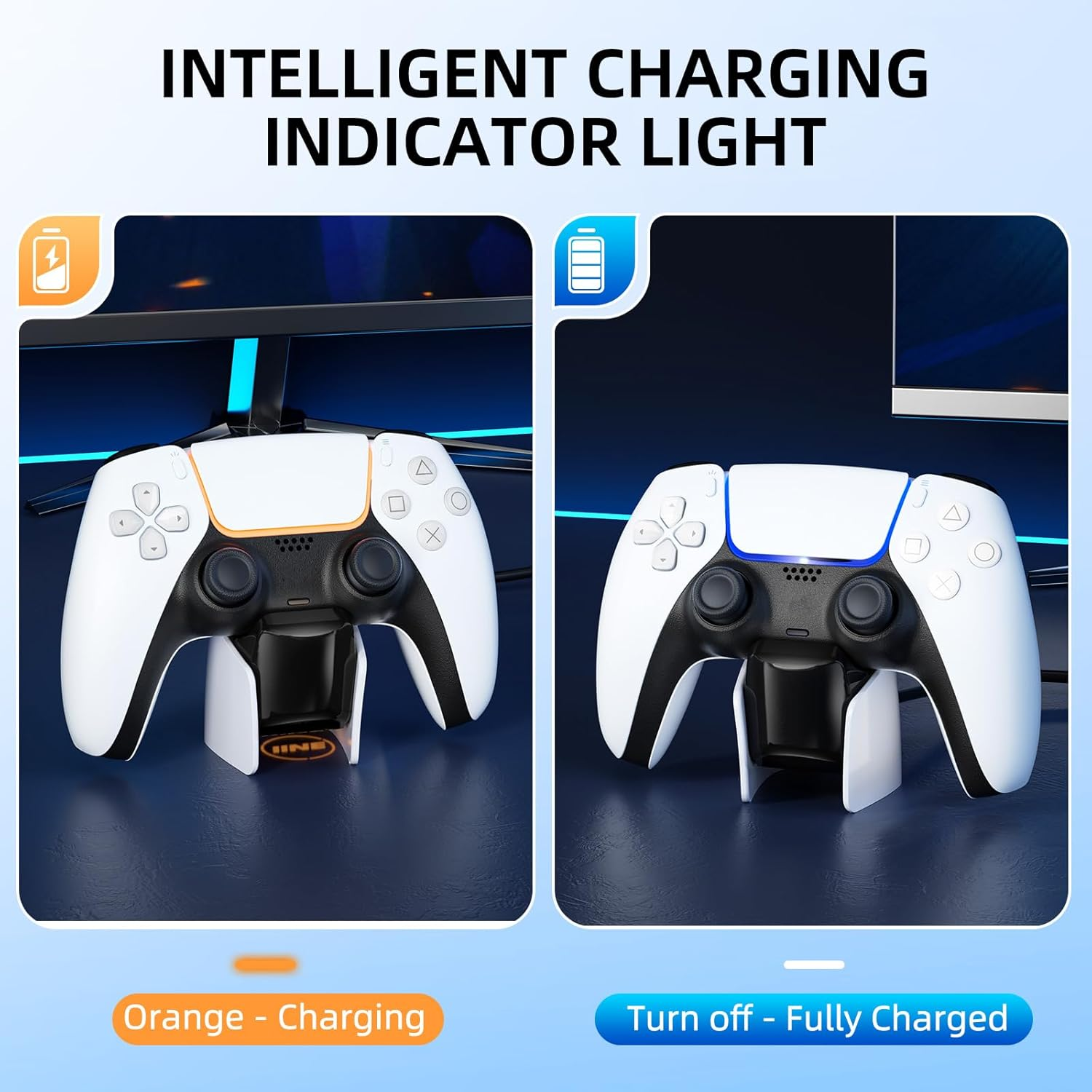 Charging Dock for PS5 Controller, IINE Fast USB Charging Station for PS5 Dualsense Edge Controller, with Charger Indicator and Charging Cable image number 6