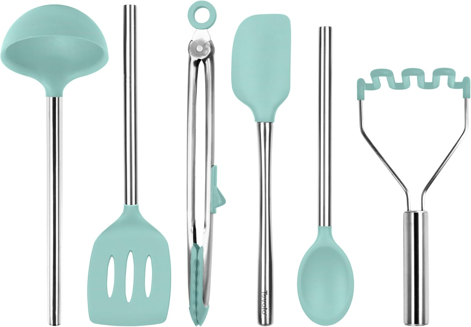 Tovolo 5-Piece Spatula Stainless Steel & Silicone Utensil Set (Black): Spatula, Spoonula, Jar Scraper, Mini Spatula, and Mini Spoonula