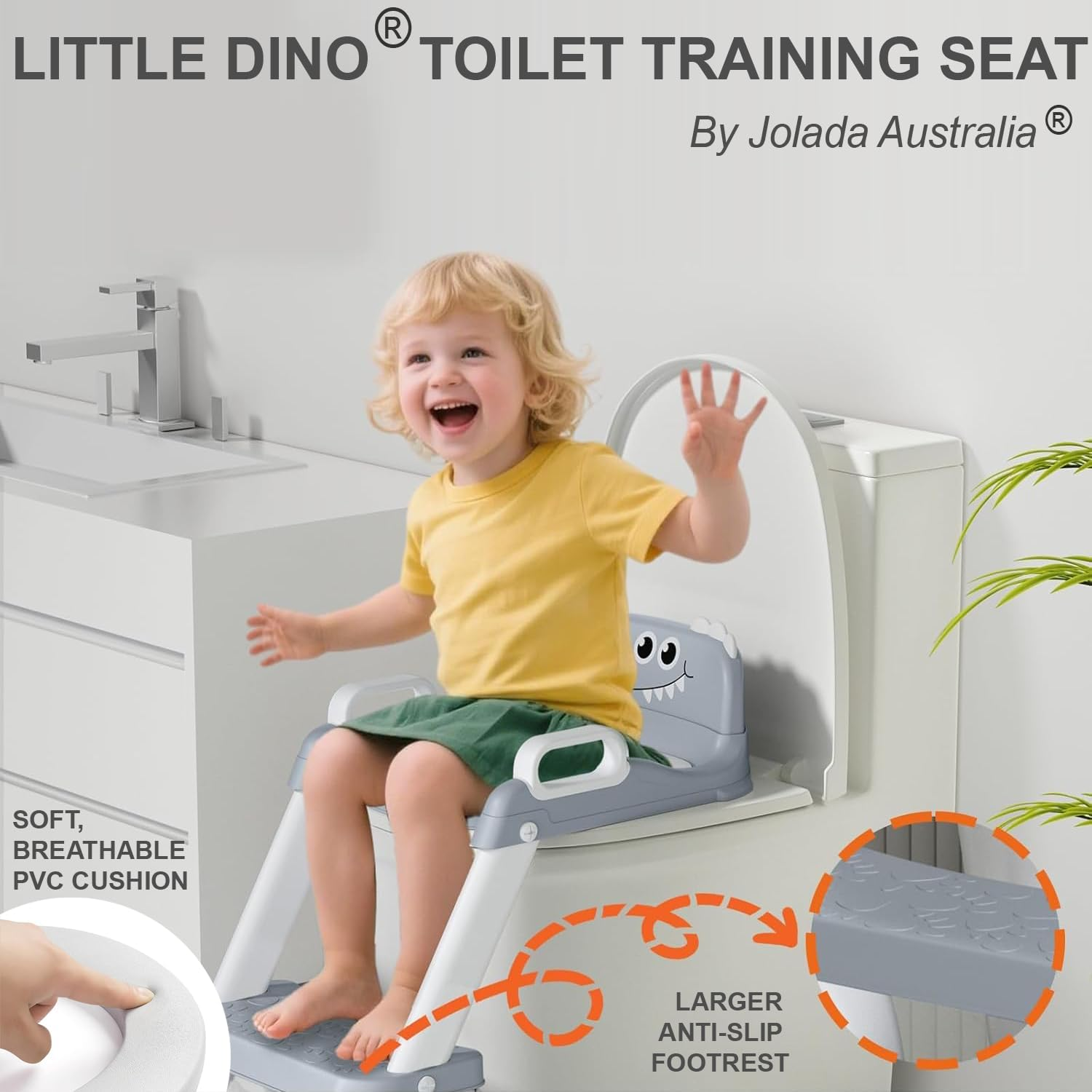 Potty Training Seat with Step Stool Ladder,Potty Training Toilet for Kids Boys Girls,Toddlers-Comfortable Safe Potty Seat with Anti-Slip Pads Ladder (Azure Blue) image number 6