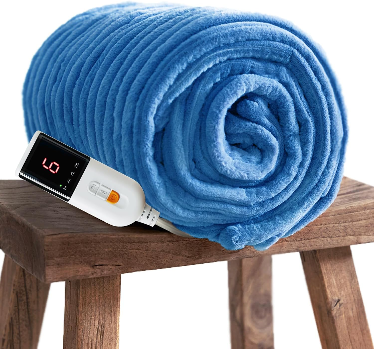 GOTCOZY Heated Blanket Electric Throw - Ribbed Faux Fur Electric Blanket, 130X160Cm Heating Blanket with 10 Time Settings & 6 Heat Settings,Overheat Protection Machine Washable(Gray)