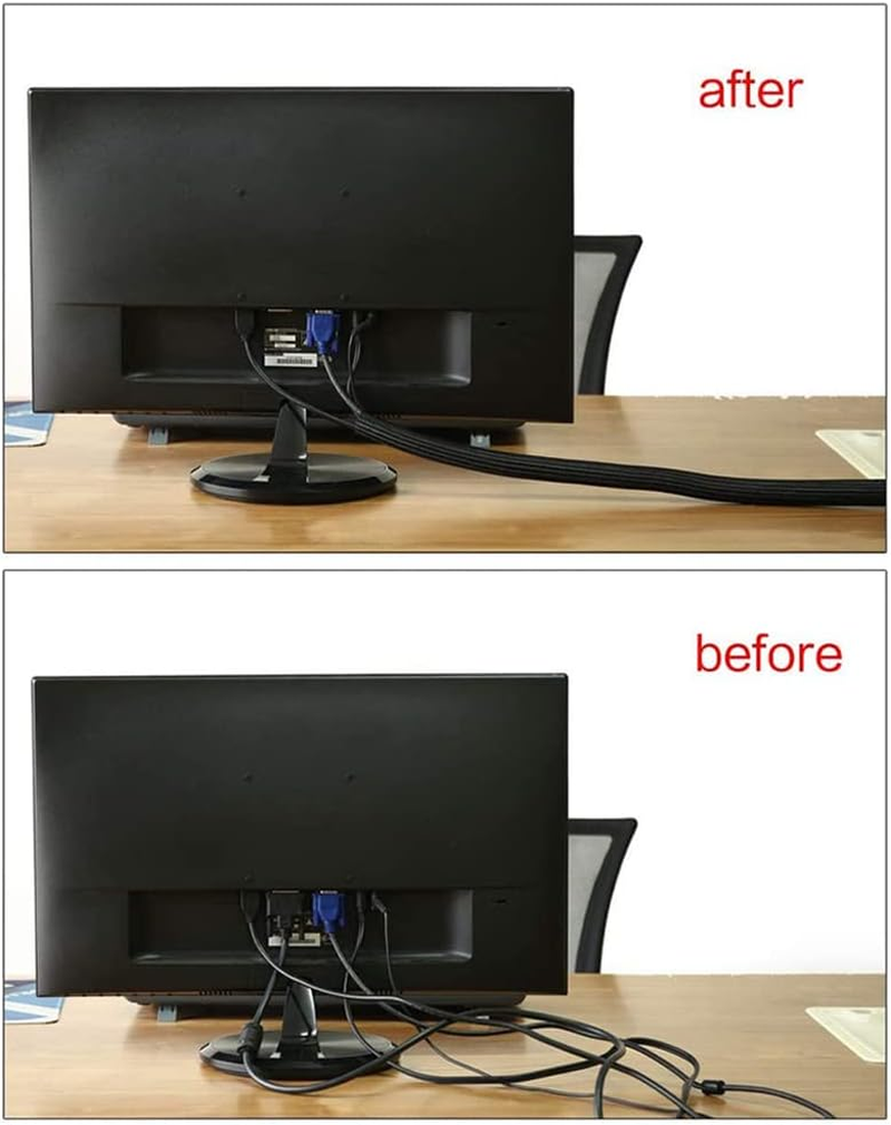 Ausgear 16.5Ft - 1/2 Inch Cable Management Protector, Flexible Split Cable Sleeve Cord Organizer Wire Loom Tubing for USB Cable Power Cord Audio Video Cable Management &ndash; Prevent Cat from Chewing Cords