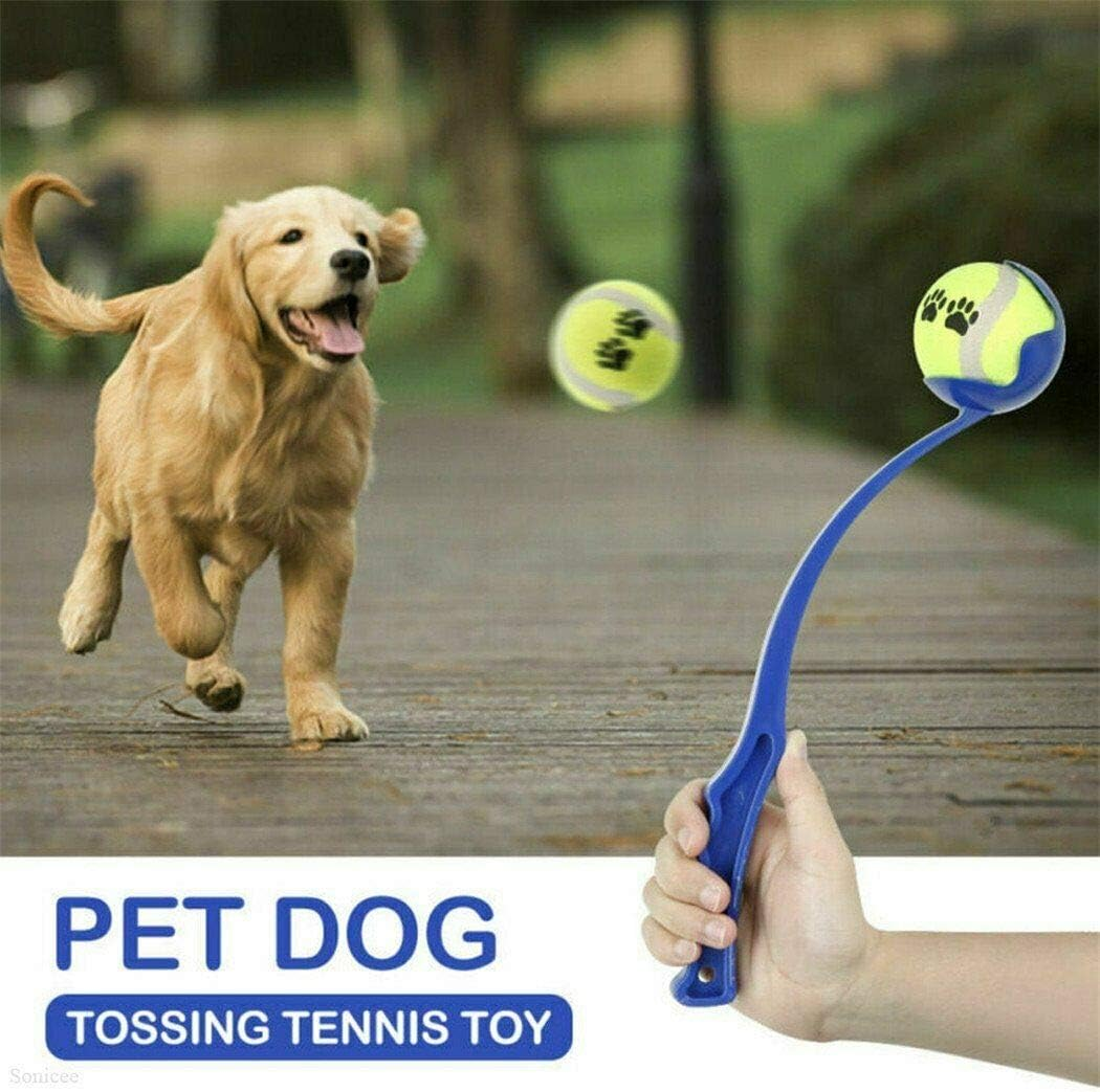 EZONEDEAL Sport Pet Ball Launcher, Dog Toy Ball Launcher, Tennis Ball, Throw the Ball Farther | Light Ball Launcher Stick - Comfortable Health Handle, Agility Training Equipment, Catch Pet Ball (Blue) - Blue image number 2