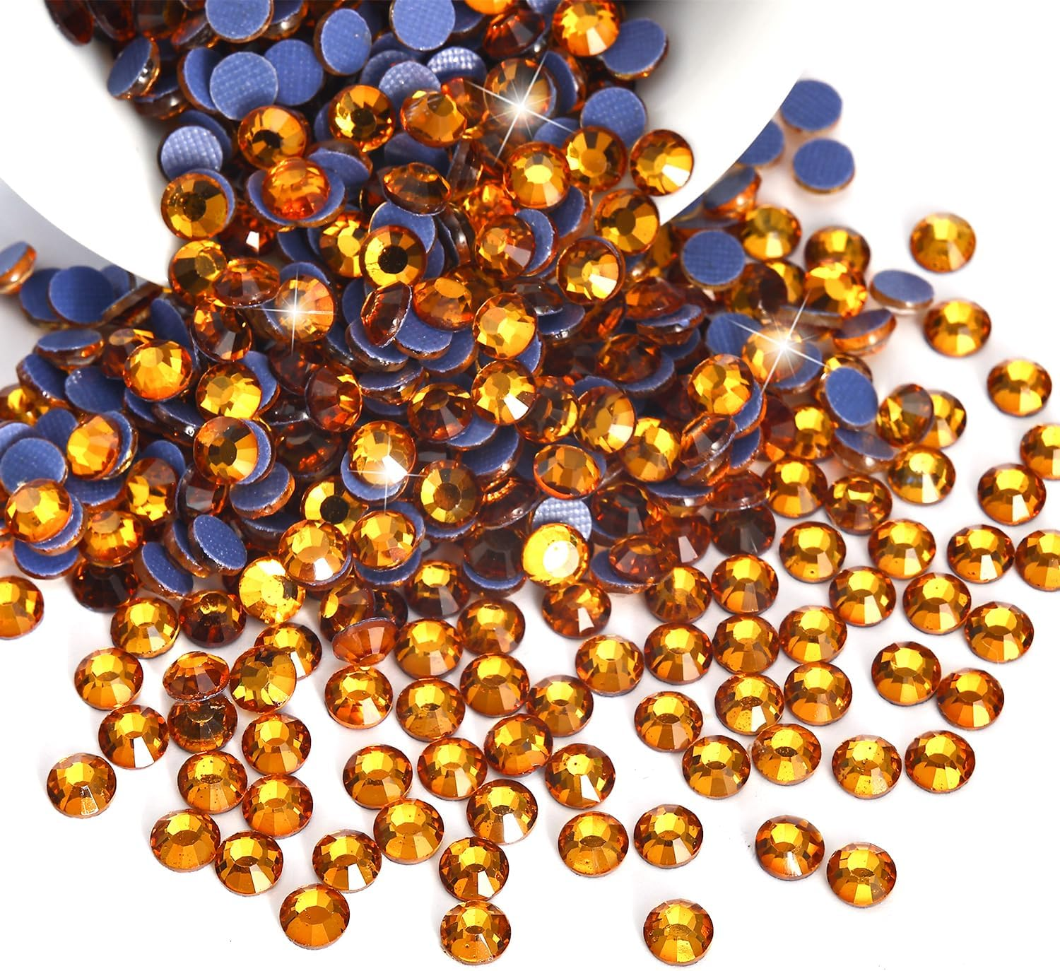 Liliume 2880 Pieces Hotfix Rhinestones SS10 Topaz Rhinestones 15 Colours 4 Sizes round Glass Rhinestones for Clothing Shoes DIY Crafts (Topaz-Ss10) image number 3