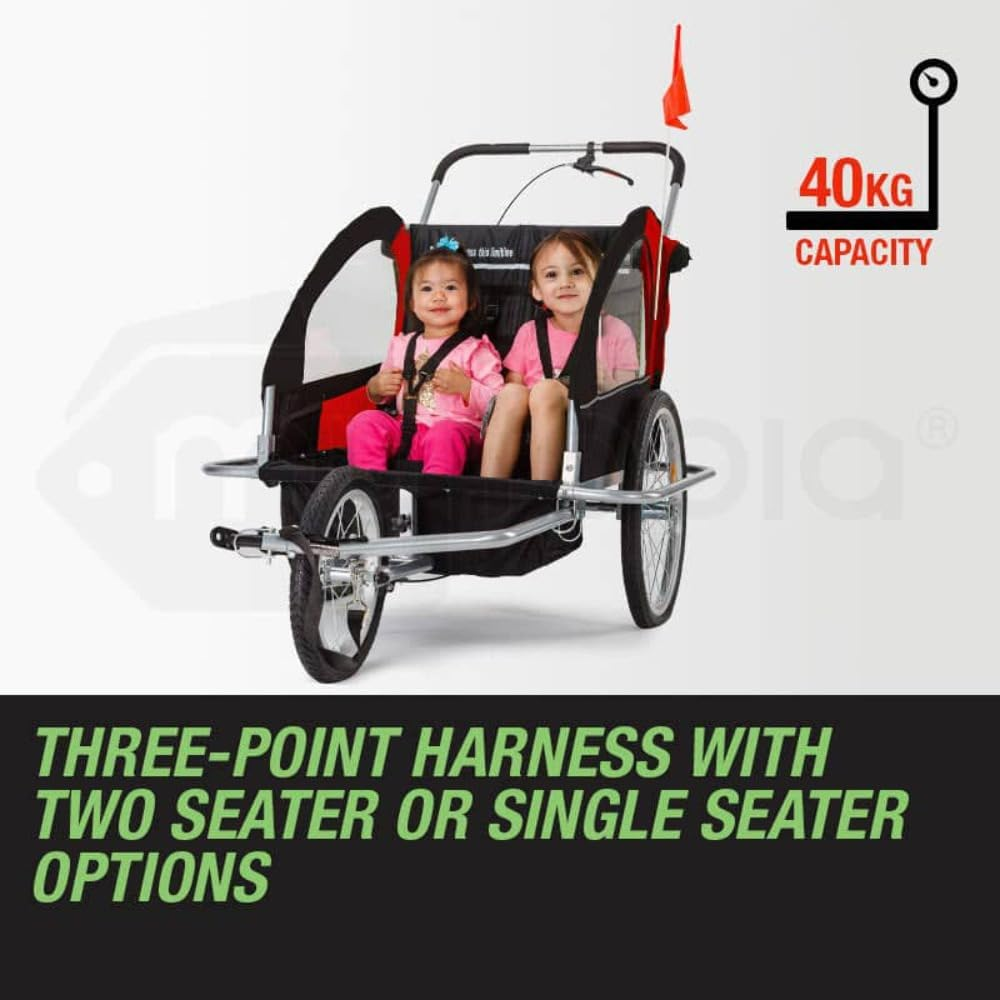 Tag-Along Kids Bike Trailer Child Bicycle Pram Stroller, Red image number 5