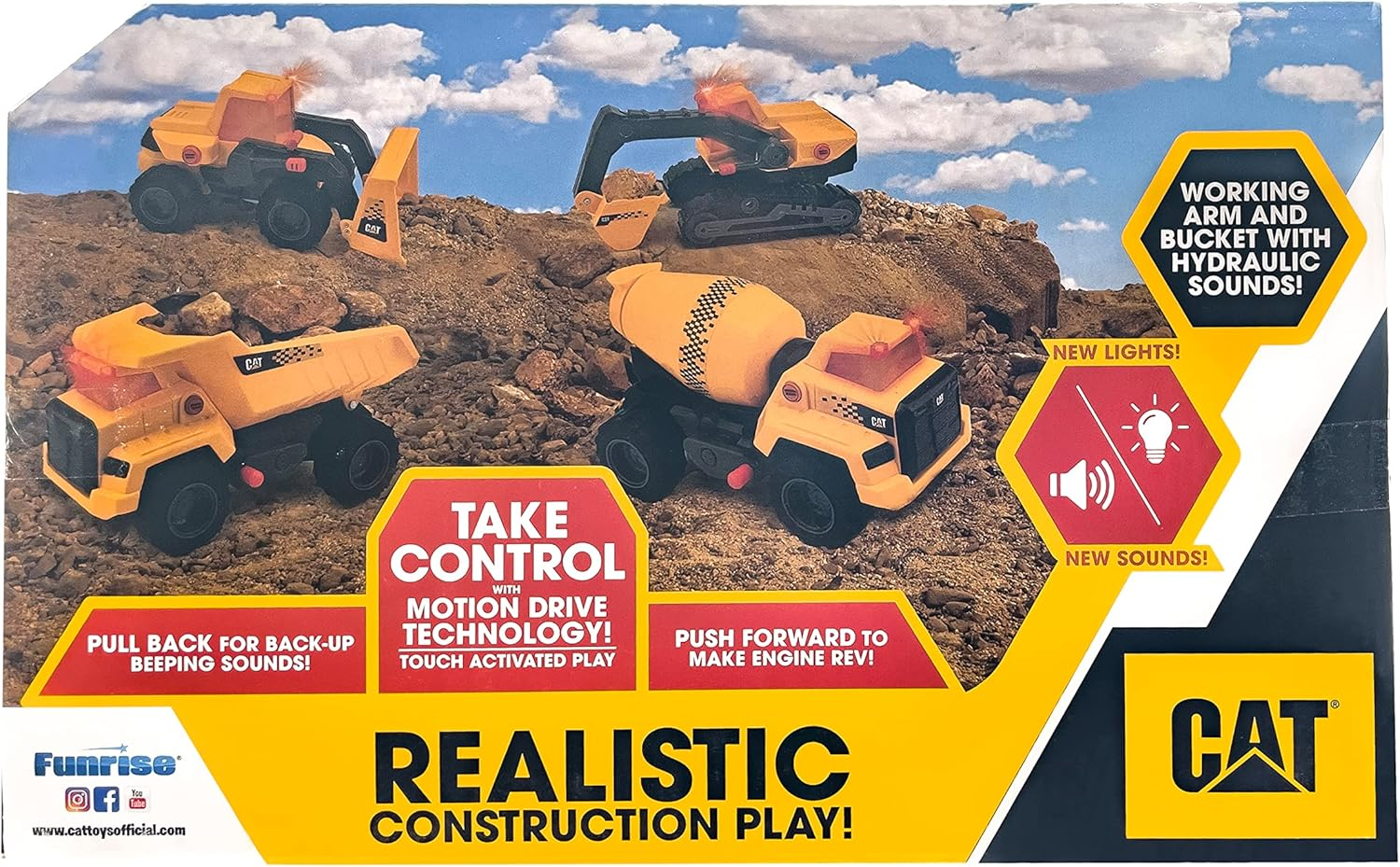 CAT Construction Toys, 11.5" Power Haulers 2.0 Excavator, Lights and Sounds, Ages 3 and Up image number 6