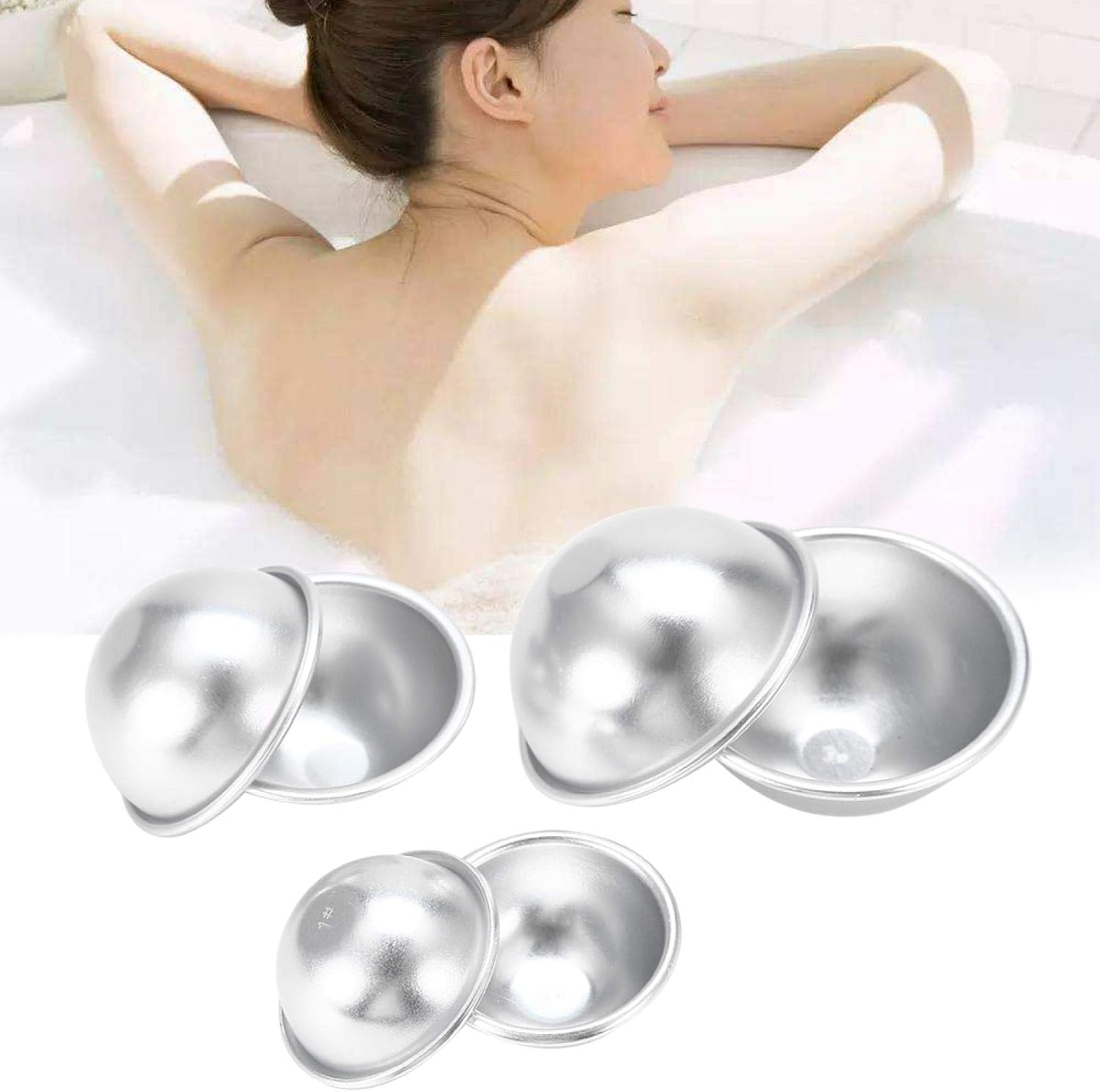 Bath Bomb Molds Kit, Metal Making Packaging Hand Made Spoons Gift Bags Mini Heat Sealer Supplies Easy Wash Demould for Crafting Your Own Spa Fizzies(Set 7) image number 2