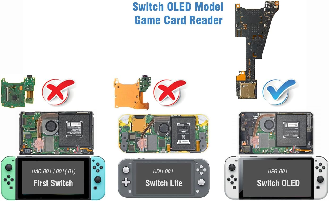 Elecgear Game and Micro SD Card Reader Replacement for Switch OLED HEG-001, Game Card & TF Memory Card Adapter Slot PCB Module with 3.5Mm Audio Jack, Repair Part Tool Kit Included image number 1