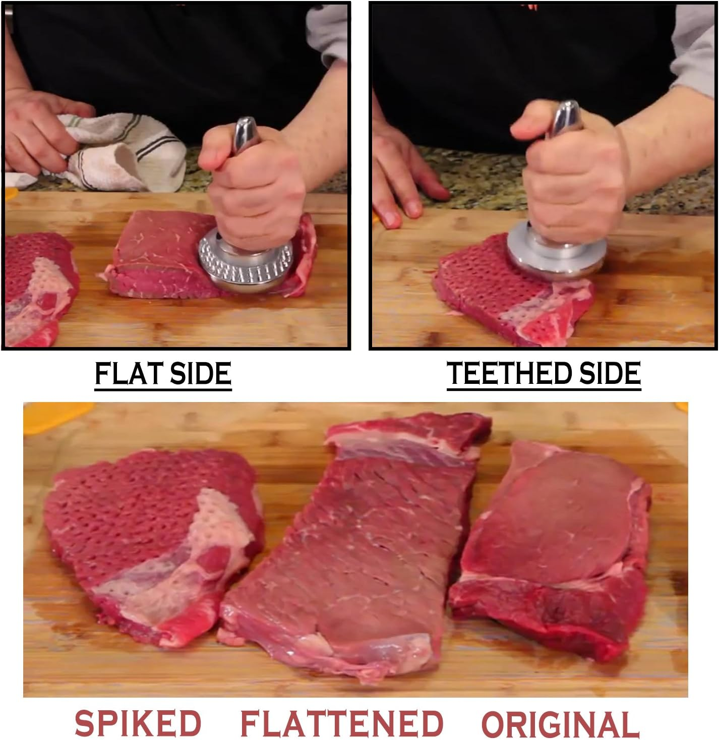 Reversible Meat Tenderizer and Pounder Commerical Dual Sided Meat Tenderizer Mallet Marinating Prep Tool image number 1