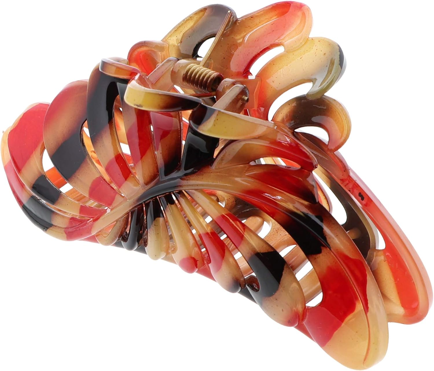 Matte Black 5 Inch Large Jaw Clip Hair Claw with Leaf Design (Motique Accessories)