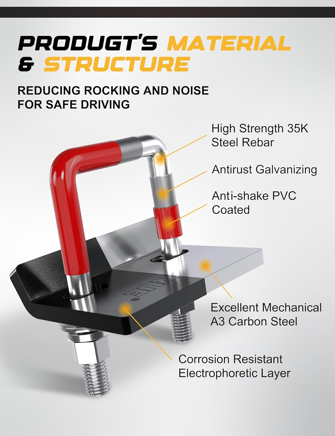 RETRUE Hitch Tightener, Hitch Stabilizer Heavy Duty Anti-Rattle Clamp for 1.25" and 2" Hitches, Reduce Movement from Hitch Tray Cargo Carrier Bike Rack Trailer Ball Mount, Rubber Coated image number 2