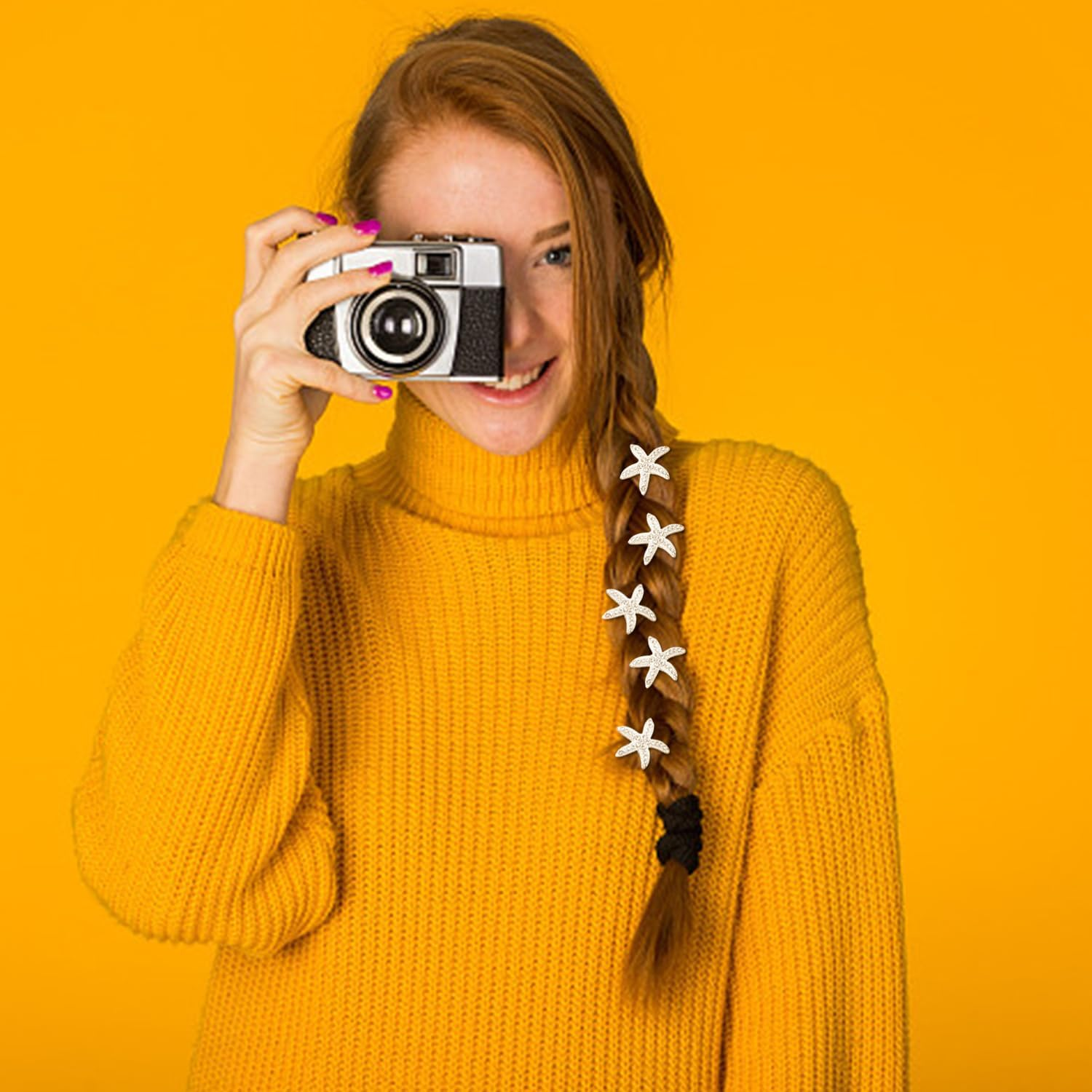 20 Rhinestone Starfish Hair Pins, Girls' Braided Hair Pins, Styling Decorative Hair Accessories, Bohemian Beach Hair Accessories image number 1