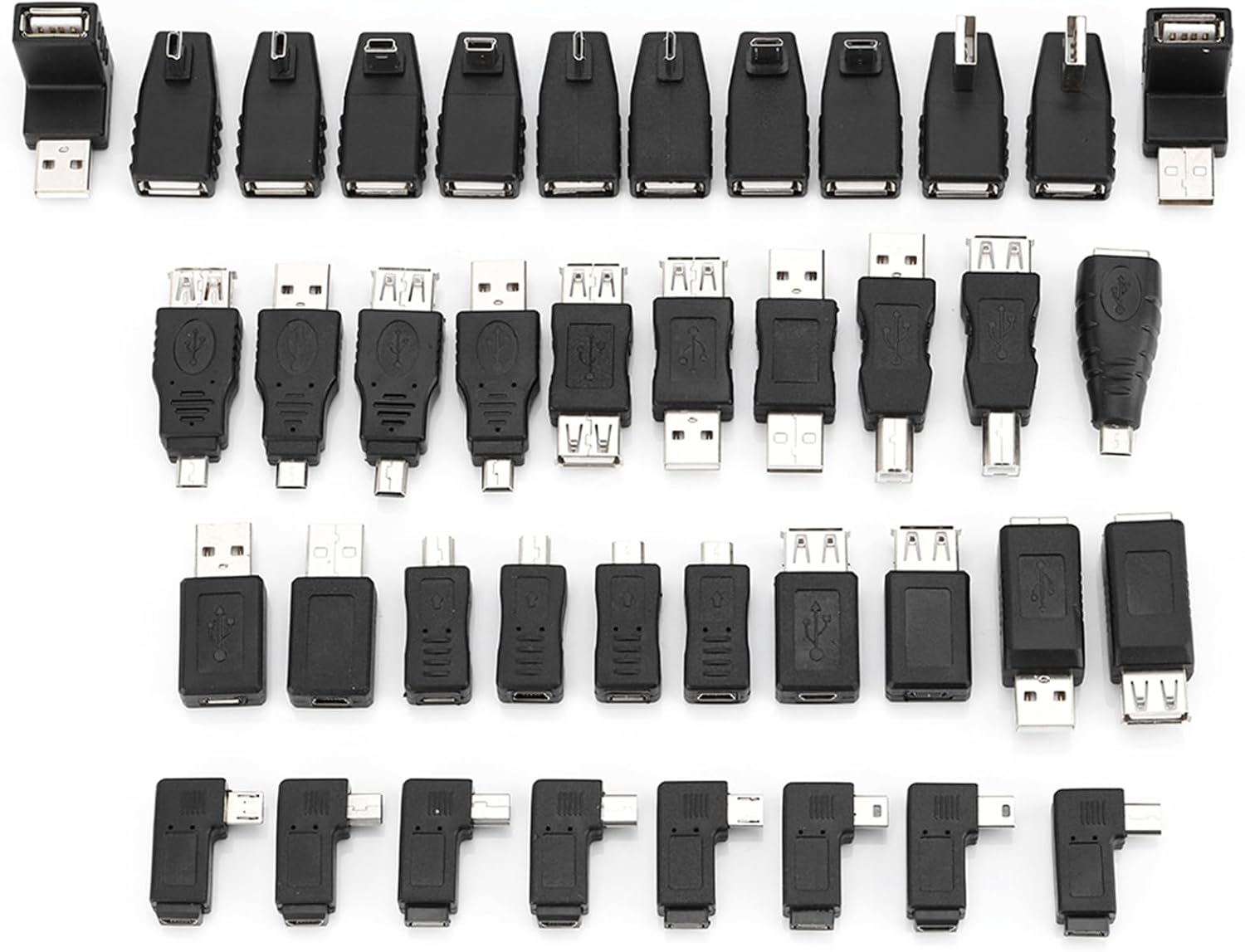 Pack of 40 USB 2.0 Adapters - Angled Mini Micro Type B Male to Female Converters, Durable Connectors for Easy Device Compatibility image number 1