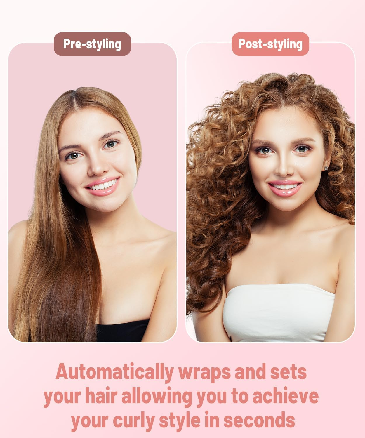 0.78In-1.4In Conical Long Barrels Attachment for Dyson Airwrap HS01 HS05 HS08 Accessories, 20MM-36MM Auto-Wrap Curling Iron Curlers for Professional Barrels Curl and Wave Curl Hair, Pink image number 3