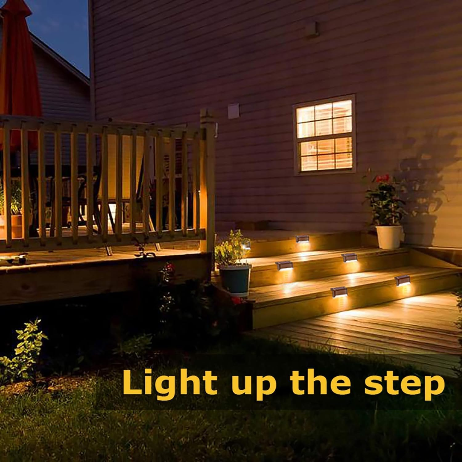 Lylilidy Solar Deck Lights 16 Pack, Outdoor Step Lights LED Waterproof Patio Decor Lights for Railing, Stairs, Fence, Post, Yard and Driveway, Warm White image number 1