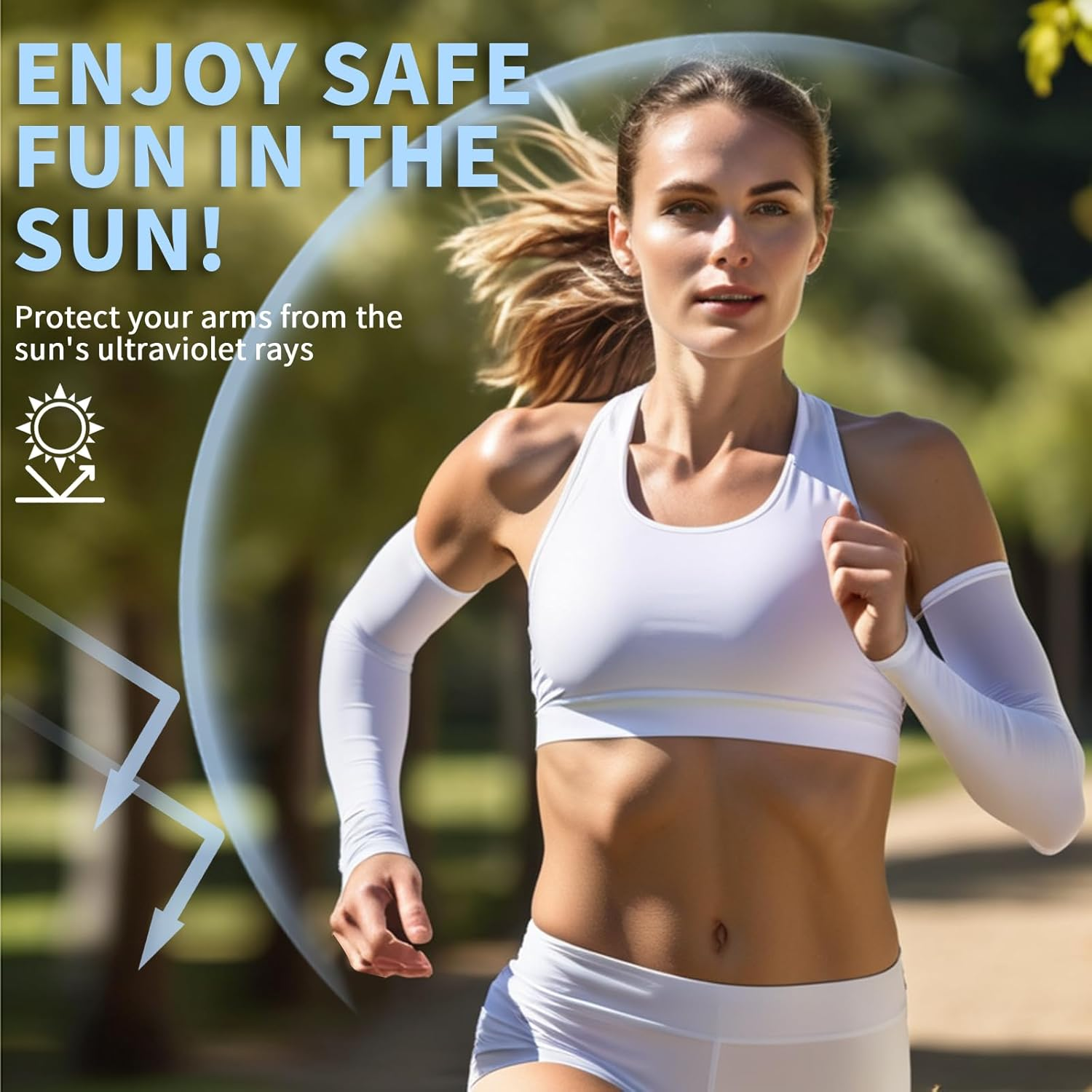 UV Sun Protection Arm Sleeves for Men Women, Compression Cooling Sun Sleeves - Sports - Workouts - Tattoo Cover image number 5