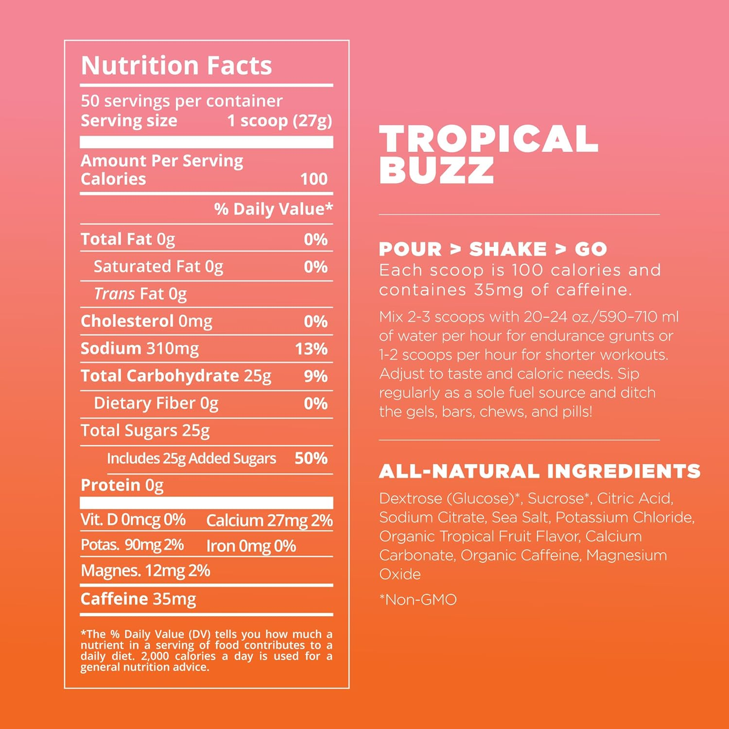 Tailwind Nutrition Caffeinated Endurance Fuel Tropical Buzz 50 Serving image number 5